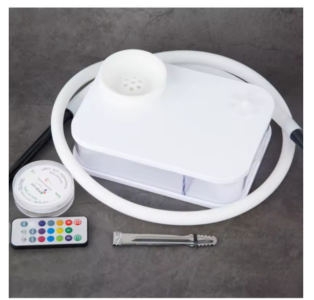 Tischwasserpfeife, LED- RGB, Bruderwasserpfeife, 1-Schlauch, + Fernbedienung