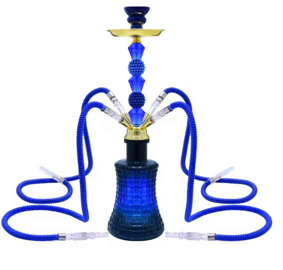 Shisha 4 Schläuche, Blau, 80cm, Luxus DEJAYA, Tabakpfeife, Wasserpfeife,